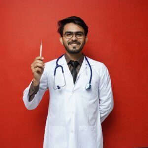 a doctor holding a syringe
