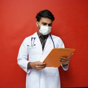 a doctor holding a tablet
